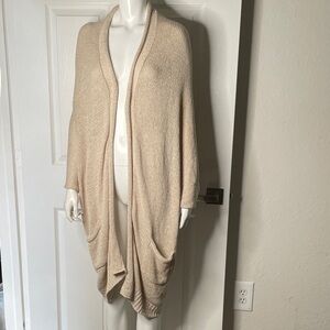 Calypso St. Barth Long Open Front Cardigan Shrug With Pockets Cotton Blend